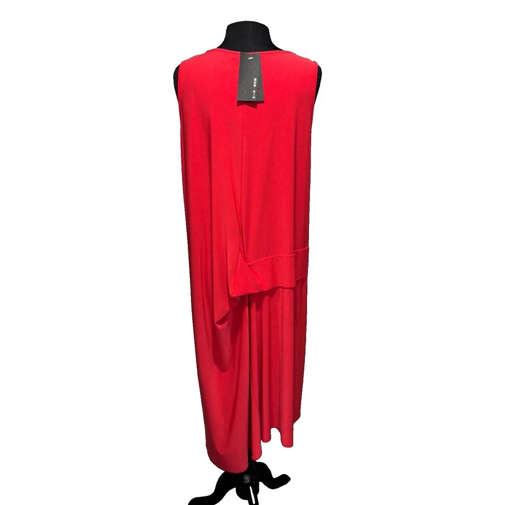 Sun Kim‎ Palm Beach Maxi Sleeveless Dress Size L Red Lagenlook NWT USA Made